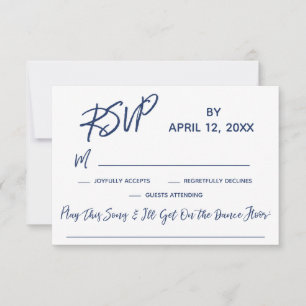 Casual Handschrift Bruiloft RSVP met Song Verzoek Kaartje