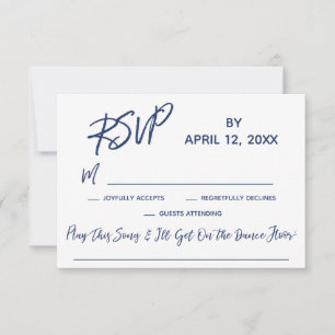 Casual Handschrift Bruiloft RSVP met Song Verzoek Kaartje