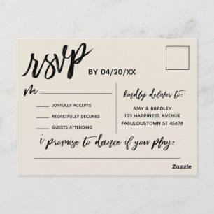 Casual Handschrift Cream RSVP Song Aanvraag Postca Briefkaart