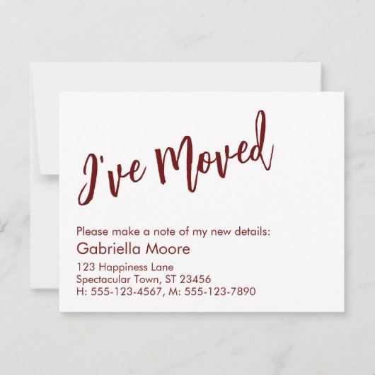 Casual handschrift dat ik heb aangekondigd notitiekaartje (Voorkant)