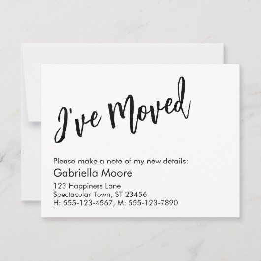 Casual handschrift dat ik heb aangekondigd notitiekaartje (Voorkant)