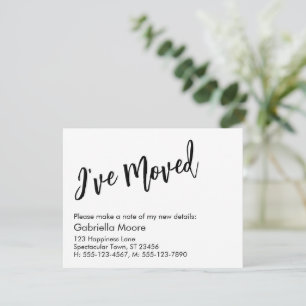 Casual handschrift dat ik heb aangekondigd notitiekaartje