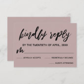 Casual Handschrift Dusty Roos Roze Bruiloft RSVP (Voorkant / Achterkant)