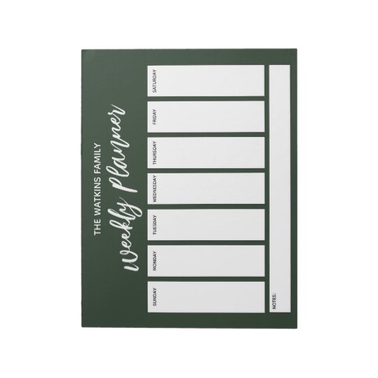Casual handschrift Eenvoudig weekblad, groen Notitieblok (Gedraaid)