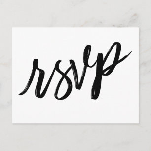 Casual handschrift Eenvoudig zwart-wit RSVP Briefkaart