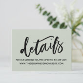 Casual handschrift Eenvoudige huwelijksdetails Wij Informatiekaartje (Staand voorkant)