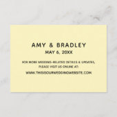 Casual handschrift geel bruiloft accommodaties informatiekaartje (Achterkant)