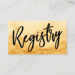 Casual Handschrift Geel Waterverf Gift Registry Informatiekaartje