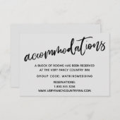 Casual handschrift grijs bruiloft accommodaties informatiekaartje (Voorkant / Achterkant)