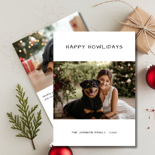 Casual handschrift Happy Howholidays Dog Christmas Feestdagenkaart