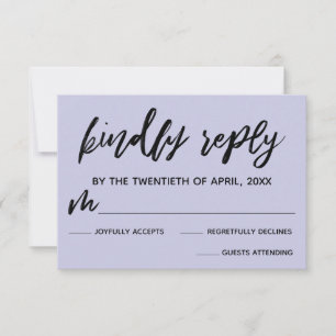 Casual Handschrift Lavendel Bruiloft RSVP Kaart