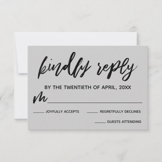 Casual Handschrift Lichtgrijs Bruiloft RSVP Kaart (Voorkant)