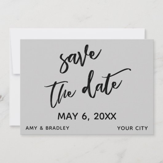 Casual handschrift lichtgrijs bruiloft typografie save the date (Voorkant)