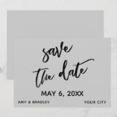 Casual handschrift lichtgrijs bruiloft typografie save the date (Voorkant / Achterkant)