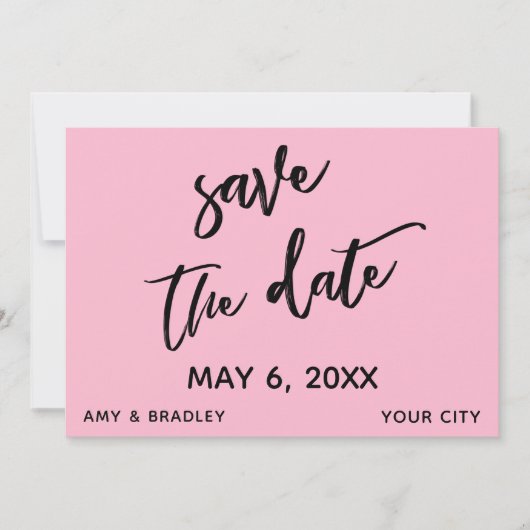 Casual handschrift medium roze bruiloft typografie save the date (Voorkant)