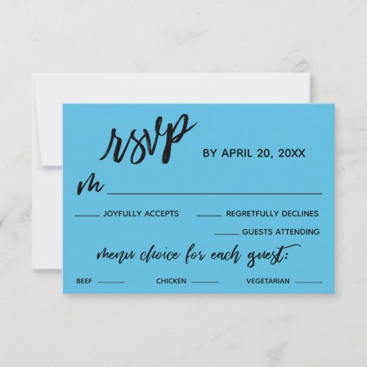 Casual Handschrift Menu Keuze Blauw RSVP (Voorkant)