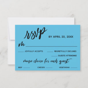 Casual Handschrift Menu Keuze  Blauw RSVP
