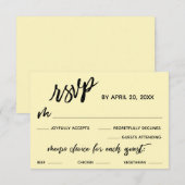 Casual Handschrift Menu Keuze Bleek Geel RSVP (Voorkant / Achterkant)