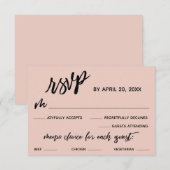 Casual Handschrift Menu Keuze Blush Roze RSVP (Voorkant / Achterkant)