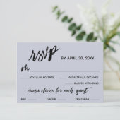 Casual Handschrift Menu Keuze Stoffig Blauw RSVP (Staand voorkant)