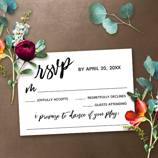 Casual handschrift met Song verzoek bruiloft RSVP Kaartje