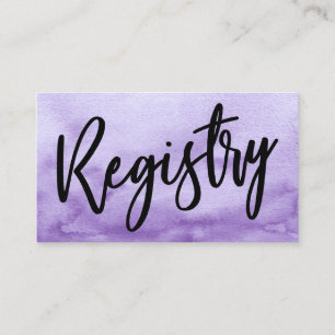 Casual handschrift Paarse Waterverf Gift Registry Informatiekaartje