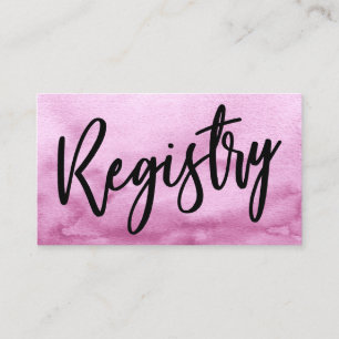 Casual Handschrift Roze Waterverf Gift Registry Informatiekaartje