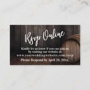 Casual handschrift Rsvp Online over Wooden Barrel Informatiekaartje