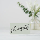 Casual handschrift Sage Green Gift Registry Informatiekaartje (Staand voorkant)