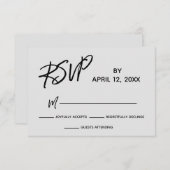 Casual handschrift script grijs bruiloft RSVP kaartje (Voorkant / Achterkant)