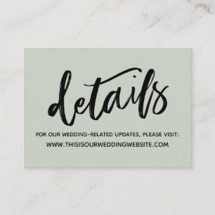 Casual handschrift Simple Wedding Details Sage Informatiekaartje