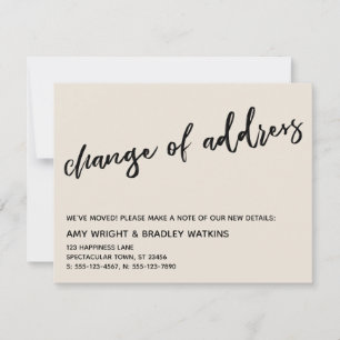 Casual Handschrift Verandering van Adres Cream Kaa Notitiekaartje