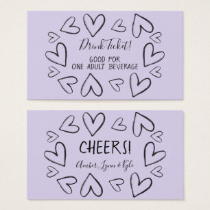 Casual Hearts, Black on Lavender Drink Tickets