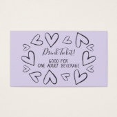 Casual Hearts, Black on Lavender Drink Tickets (Devant)