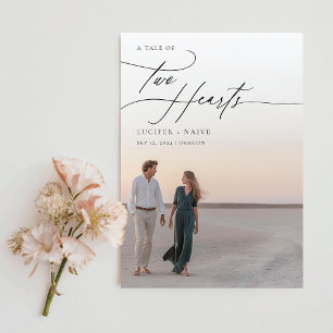 Casual kalligrafie budget foto bruiloft kaart