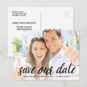 Casual kalligrafie | De foto bewaart de Datum Aankondigingskaart (Voorkant / Achterkant)