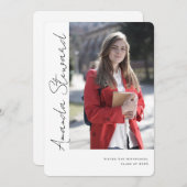 Casual kalligrafie script, moderne foto afstuderen aankondiging (Voorkant / Achterkant)