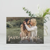 Casual kettinggoud | Moderne fotobruiloft Save The Date (Staand voorkant)