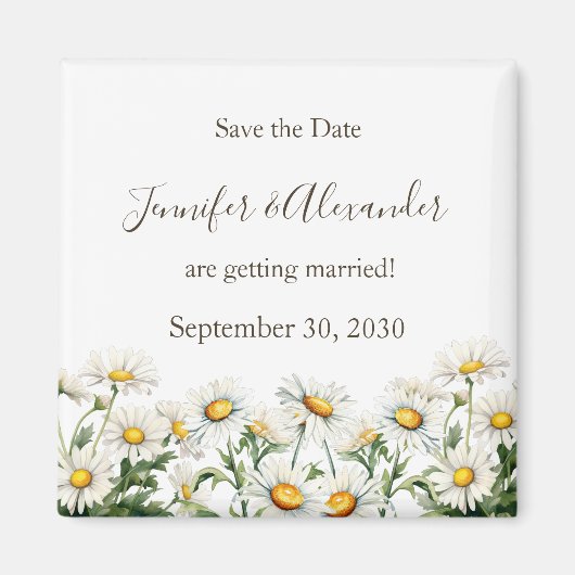 Casual Land Bruiloft Daisy Save the Date Magneet (Voorkant)