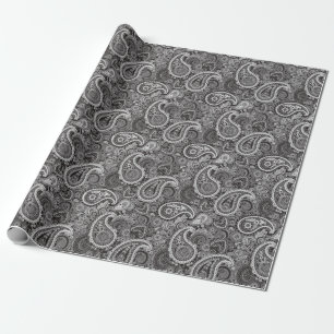 Casual maar Elegant Black White Paisley Wedding Cadeaupapier