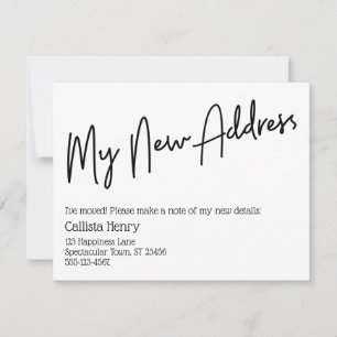 Casual Mijn nieuwe adres: zwarte & witte aankondig Notitiekaartje