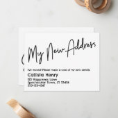 Casual Mijn nieuwe adres: zwarte & witte aankondig Notitiekaartje (Voorkant / Achterkant in situ)