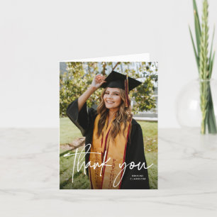 Casual modern kalligrafie script foto Afstuderen Bedankkaart