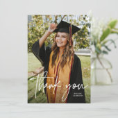 Casual modern kalligrafie script foto Afstuderen Bedankkaart (Staand voorkant)