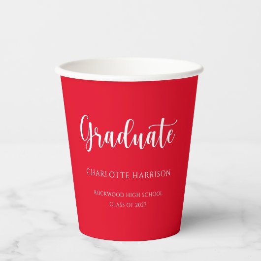Casual Modern Script Graduation Party Papieren Bekers (Voorkant)
