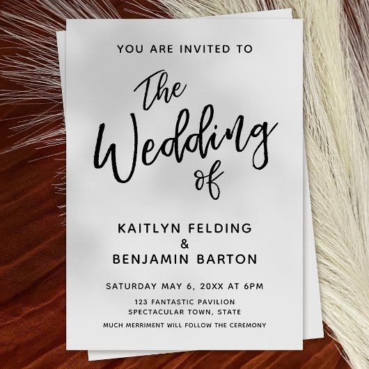 Casual, moderne, minimale Typografie Wedding Kaart