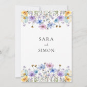 Casual moderne wildflower bruiloft kaart (Achterkant)