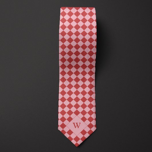 Casual rood geruit monogram stropdas