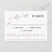 Casual Roos Gouden Handschrift RSVP Song Aanvraag Informatiekaartje (Achterkant)