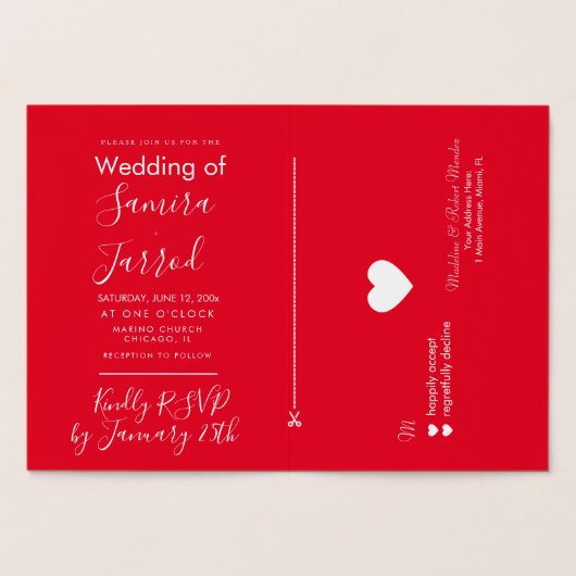 Casual Rsvp en Kaart voor rode en goudhartslag (Binnen)